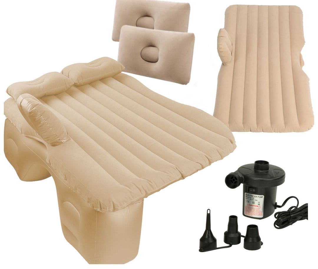 Bilmadras oppustelig bil + pumpe beige