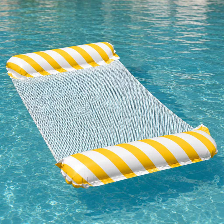 Oppustelig madras strandhængekøje vand liggestol swimmingpool gul
