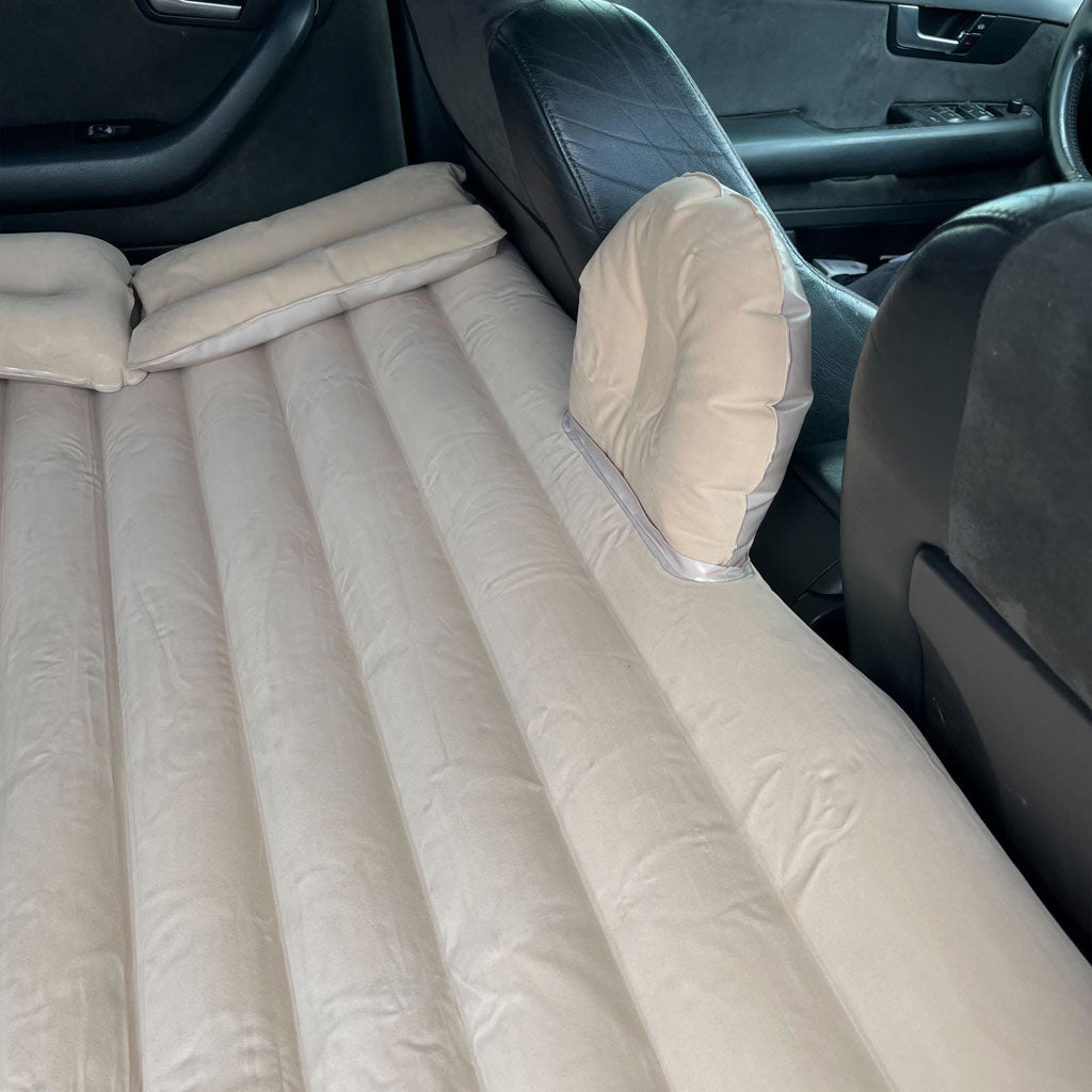 Bilmadras oppustelig bil + pumpe beige