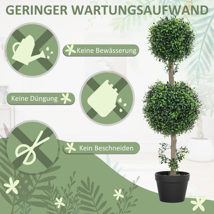 Sæt med 2 kunstige planter, kunstige buksbomplanter, uv-beskyttet, med potte, grøn