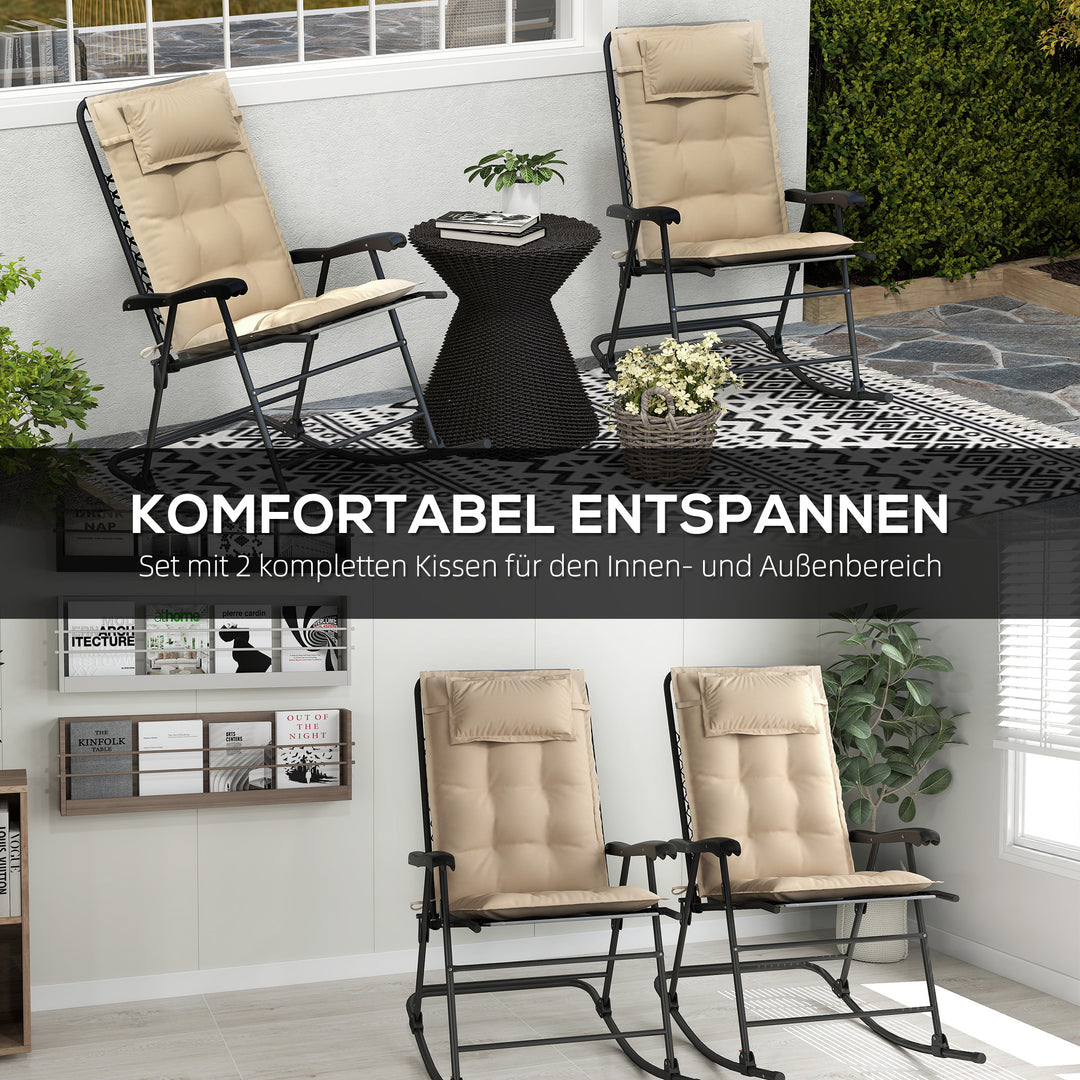 Sæt med 2 hynder til liggestol, vandafvisende hynde til haveliggestol, hynde 50x116x5 cm, beige