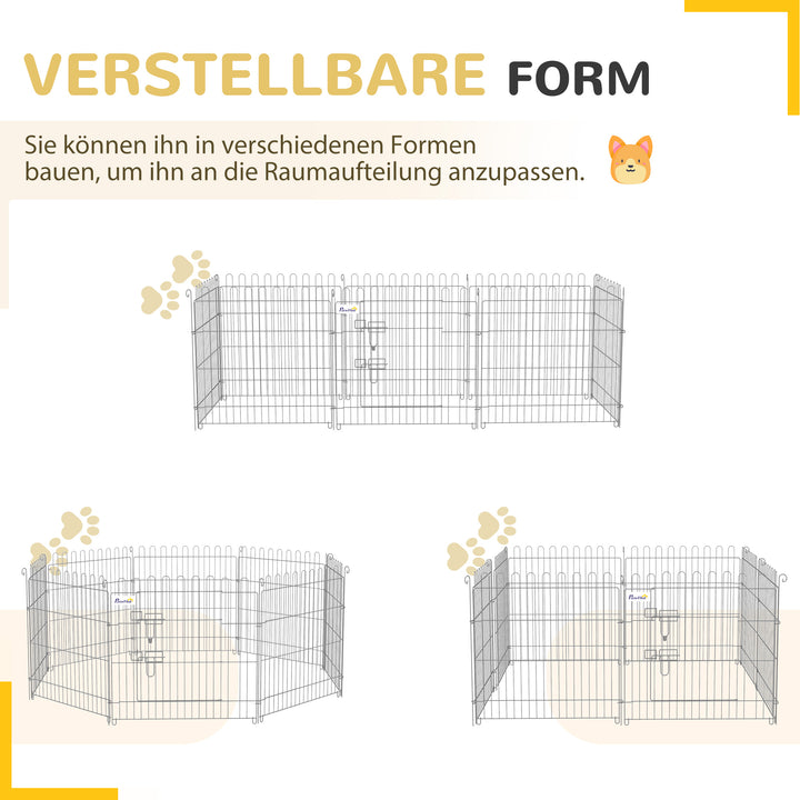 Fritgående indhegning, hvalpegård, hvalpehegn, kravlegård, hvalpeport til dyr, 8-delt b63 x h60 cm