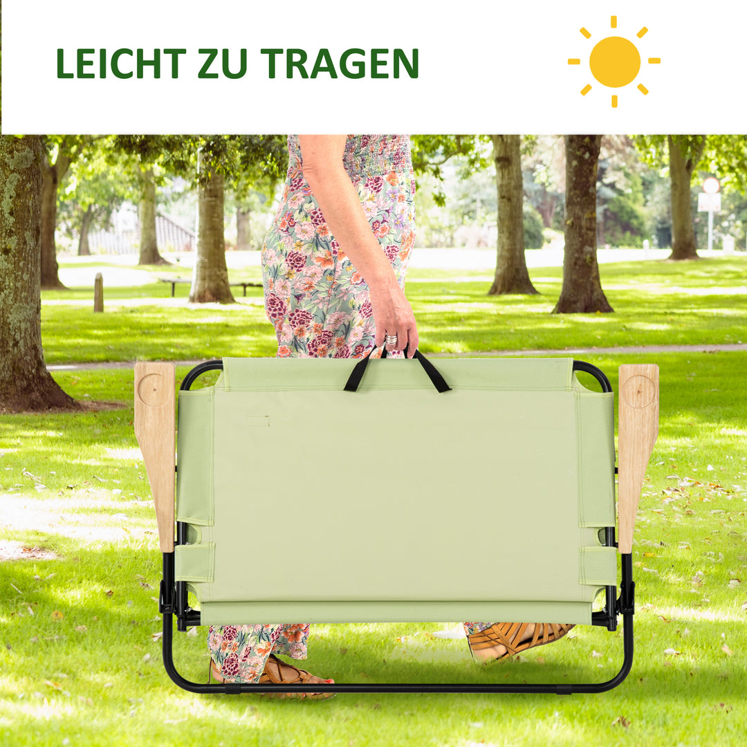 2-Personers foldbar campingstol med kopholder, 141 x 67 x 80 cm, grøn