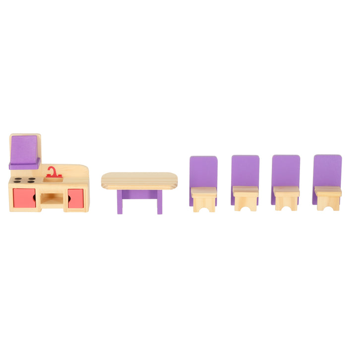 Dukkehusmøbler i træ, lilla