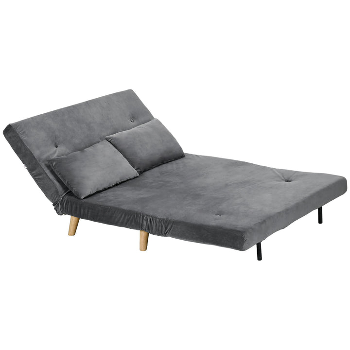 Sovesofa afslappende sofa, inkl. 2 puder, fløjlslook, 130 x 78 x 79 cm, grå