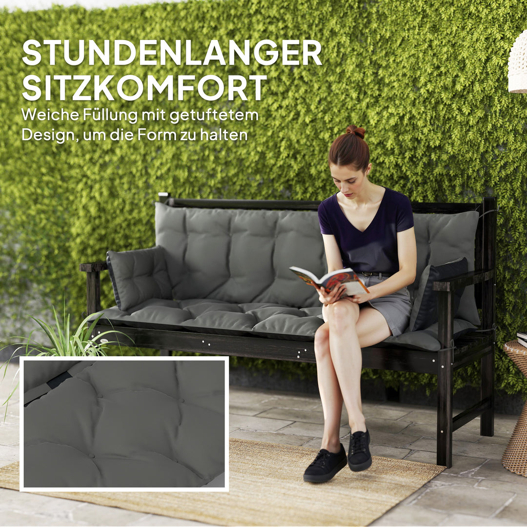 Udendørs hyndesæt til bænk eller verandagynge, tofarvet, polyester, skum, 180 x 110 x 8 cm, mørkegrå