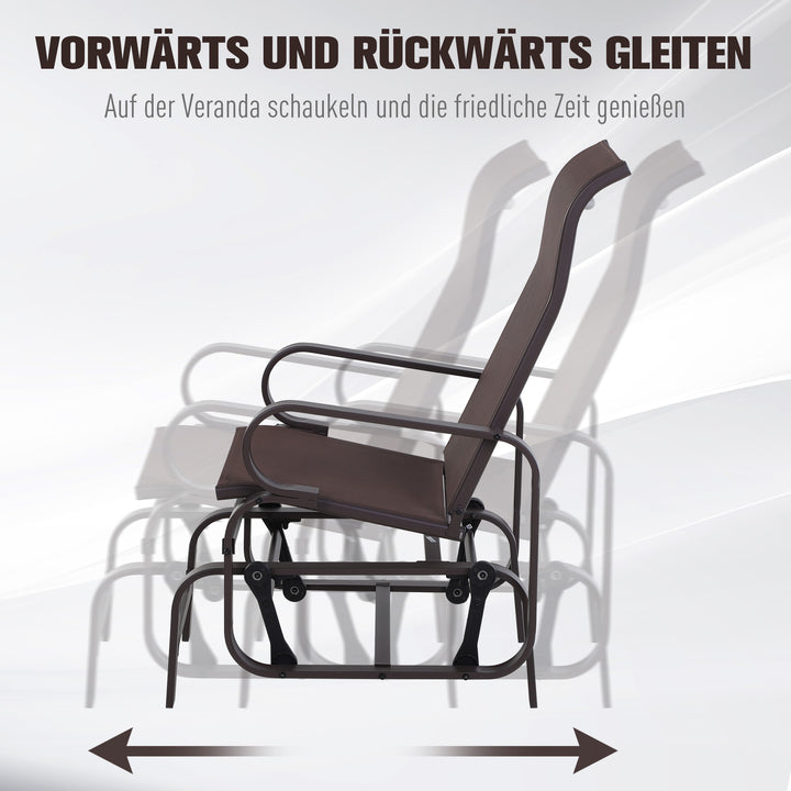Havegyngestol, havestol, afslapningsstol, havegynge, metalgyngestol til have, terrasse, balkon, Texteline Brun, 60 x 78 x 105 cm