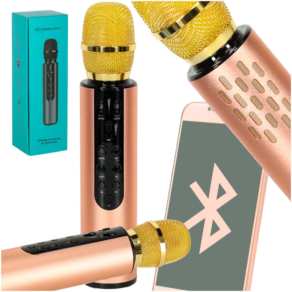 Trådløs Bluetooth karaoke-mikrofon i guld