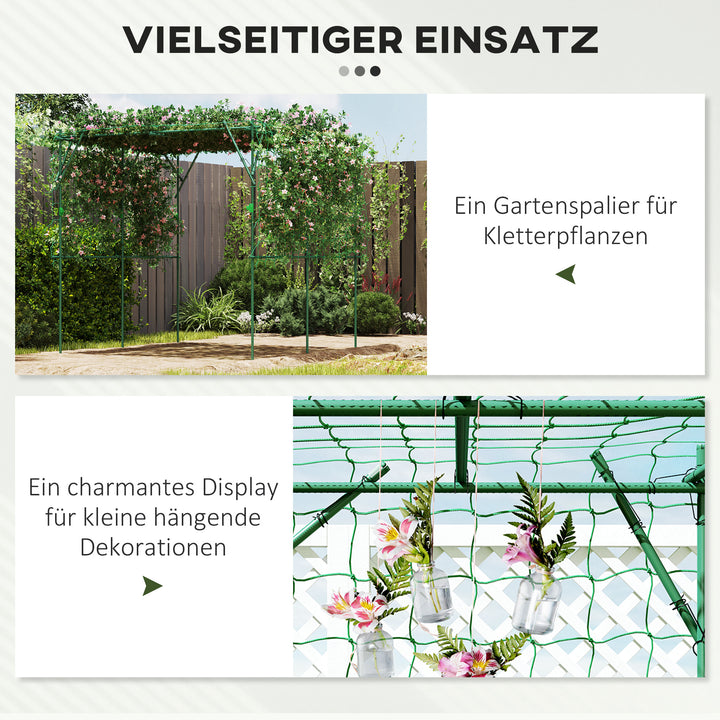 Stålespalier til stikkontakt, rustfri, klatrehjælp til klatreplanter, espalier, 223 x 223 x 223 cm, rosenbue, grøn