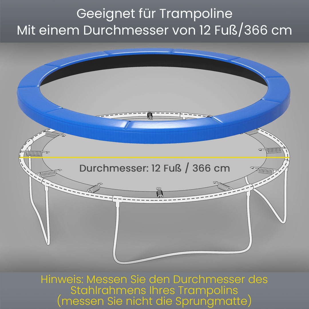 Reservekantbetræk til trampoliner, vandtæt, rivefast, Ø366 cm, blå