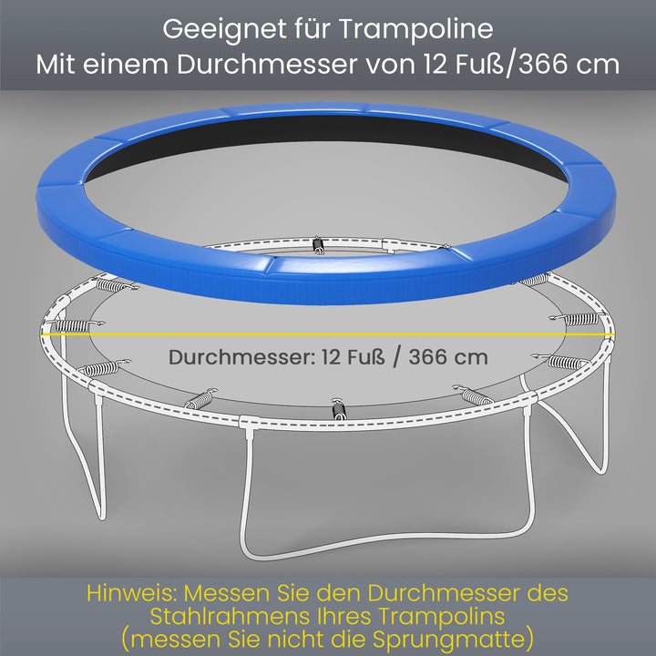 Reservekantbetræk til trampoliner, vandtæt, rivefast, Ø366 cm, blå