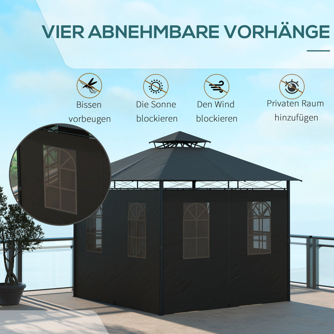 Pavilion partytelt havepavillon, 3 x 3 x 2,88 m, mørkegrå