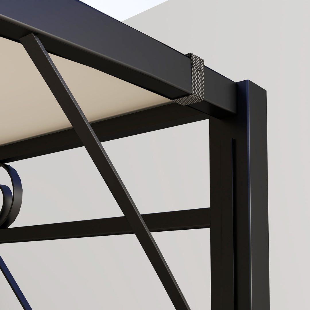 Pavillon med foldbar tagforlænger, vejrbestandig, 3 x 2,5 m, cremehvid
