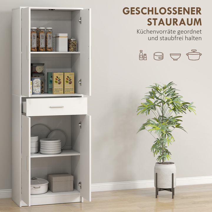 Køkkenskab, 3-lags justerbare hylder, spånplade, mdf, masser af opbevaringsplads, hvid