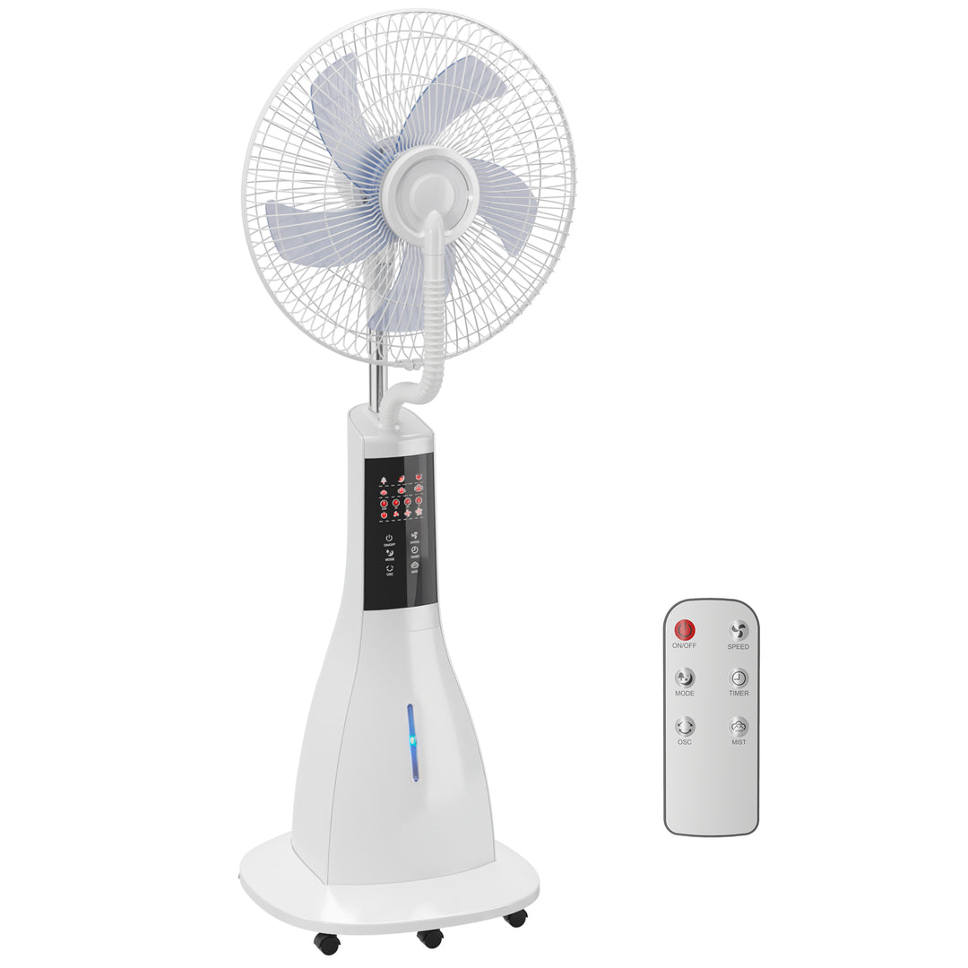 Stående ventilator med vandtåge, 75° oscillation, 3 hastigheder, 3 tilstande, hvid