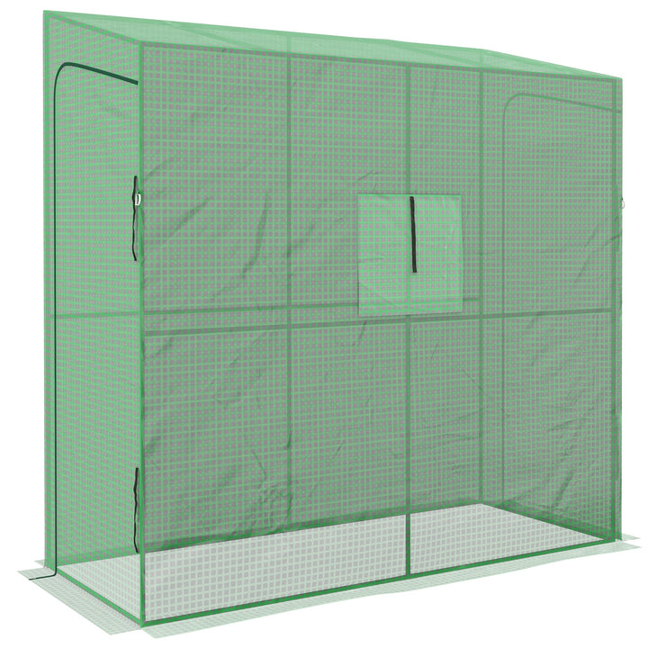 Lean-to drivhus med kold ramme, rulleporte, vejrbestandig, 200 cm x 80 cm x 200 cm, grøn