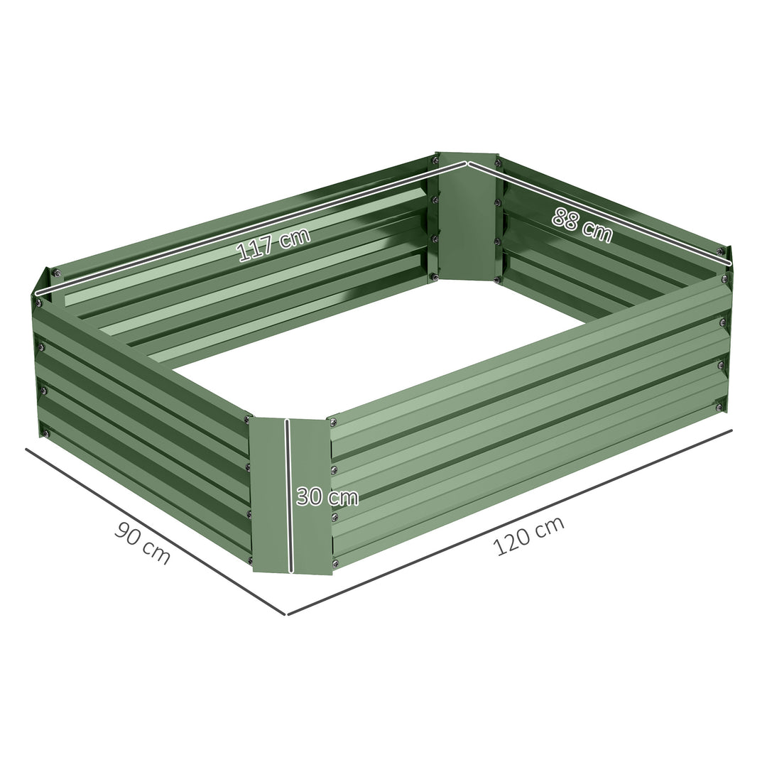 Højbed lavet af galvaniseret stål, havebed, plantekasse til haven, blomsterkasse, 120 x 90 x 30 cm, mørkegrøn