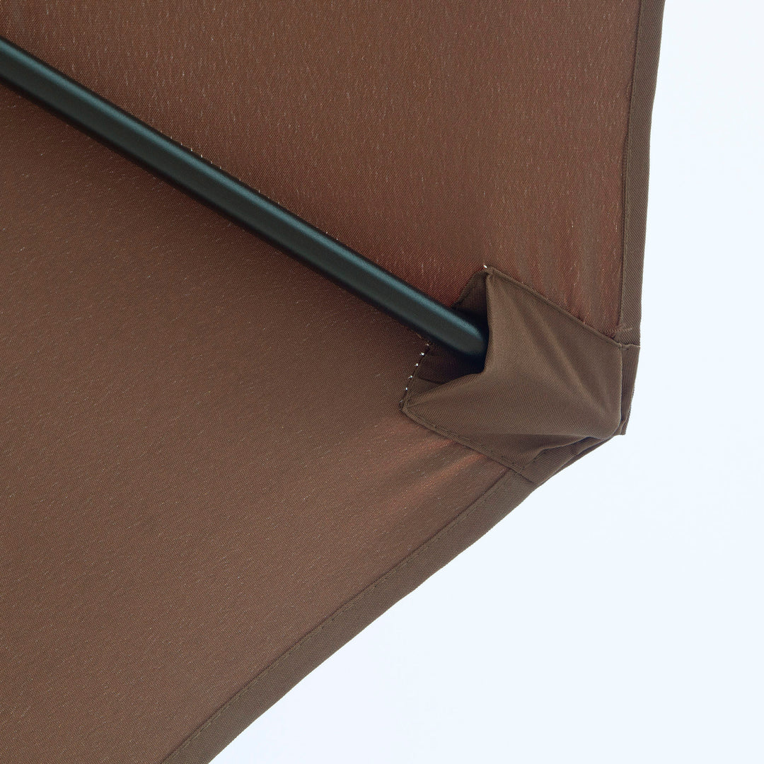 Parasol, vippeparasol, haveparasol, markedsparasol med håndsving, stål, 180/m², polyester, brun, Ø2,95 x 2,5 m