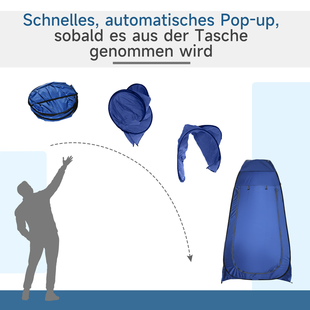 Pop-up toilettelt, mobil camping douchetent, omkleedtelt med indvendig vakuum, douchecabine, kleedcabine, vandtæt, polyester, mørk blå, 120 x 120 x 190 cm