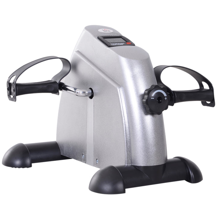 Mini motionscykel fitnesscykel pedaltræner med lcd-skærm justerbar modstand arm- og bentræner hjemmetræner fitnessudstyr til seniorer hjemmekontor 35 x 40 x 31 cm sølv