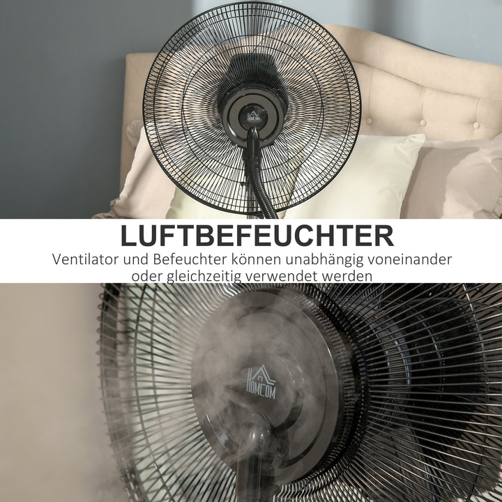 Vandkølet piedestalventilator med dugfunktion, fjernbetjening, oscillerende, timer, 3,1 L vandtank, 3 tilstande, 90 W vandventilator med hjul, 135 cm