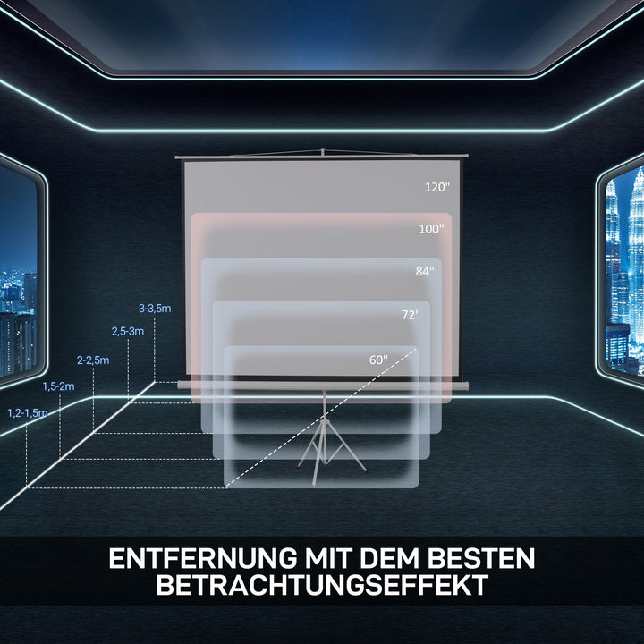 Projektionslærred i 4:3-format, biograflærred, præsentationsoverflade til hjemmet eller kontoret, hvid