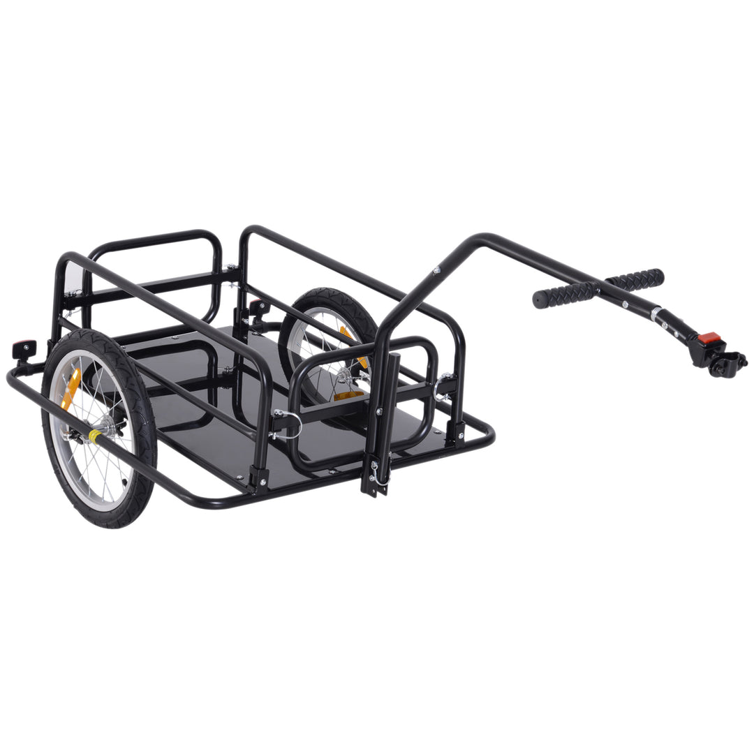 Sammenklappelig cykeltrailer, lasttrailer med kobling, kobling og reflekser, transportvogn, lasteevne op til 40 kg, transporttrailer til camping, shopping, flytning, 155 x 71,5 x 77 cm