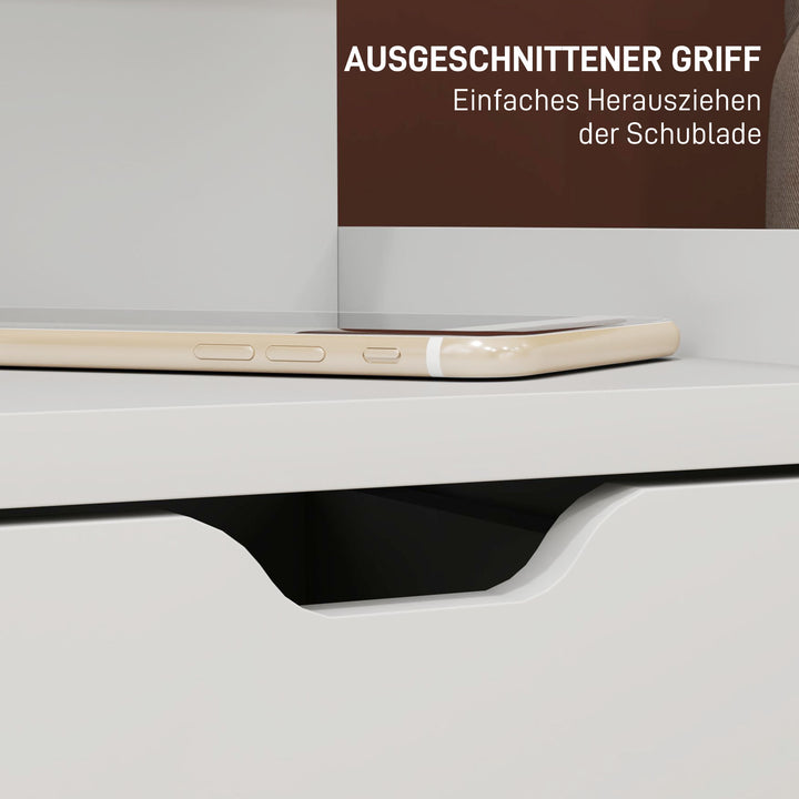 Natbord med 2 skuffer og åben hylde, 40 x 30 x 60 cm, hvid