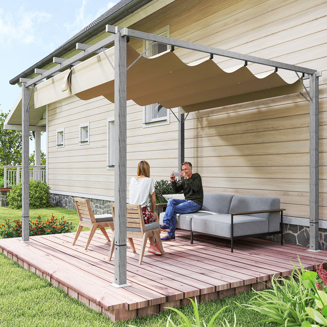 3 X 3 m havepergola, justerbart terrassetag, aluminiumsramme, upf 30+ solbeskyttelse, grå