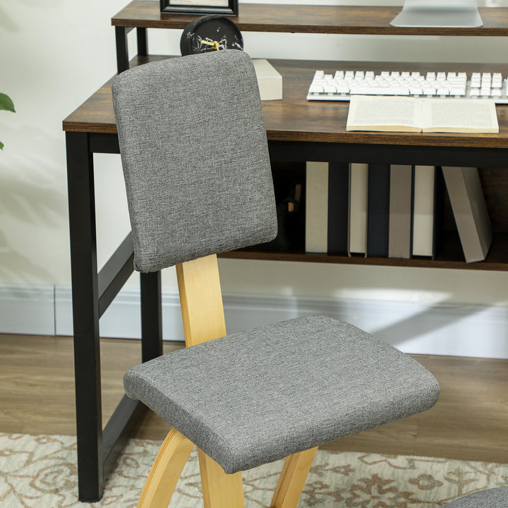 Ergonomisk knæstol, knæskammel, sundhedsstol til hjemmet, kontoret, meditation, grå