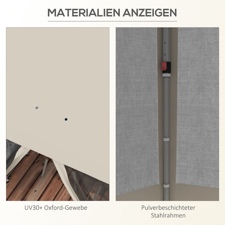 Foldepavillon, højdejusterbar, netgardiner, bæretaske, metalramme, 3 x 3 x 3 m, beige