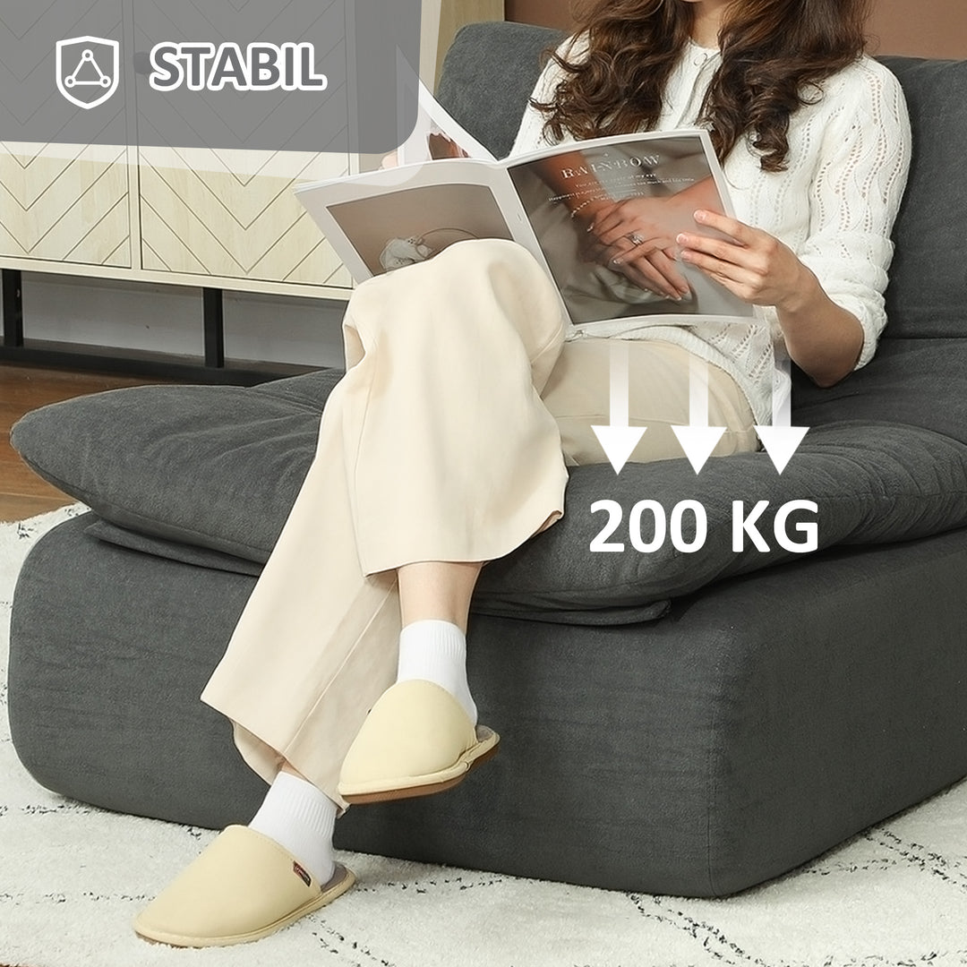 Skum gulvstol, lænestol, loungestol til stue, soveværelse, grå