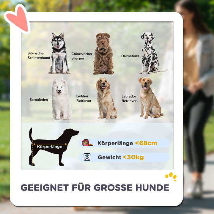 Hundeklapvogn, sammenklappelig hundeklapvogn til store hunde, kæledyrsklapvogn med 4 hjul, sikkerhedsline, bremser, mørkegrå