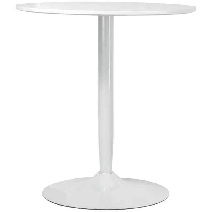 Spisebord til 2 personer, rund bordplade, stålfod, hvid, 70 x 70 x 75 cm