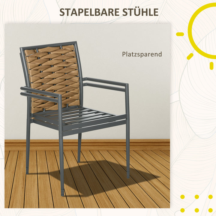 Havestole udendørsstole terrassestole, vejrbestandige, moderne design, 57 x 58 x 87 cm, brun+sort+grå