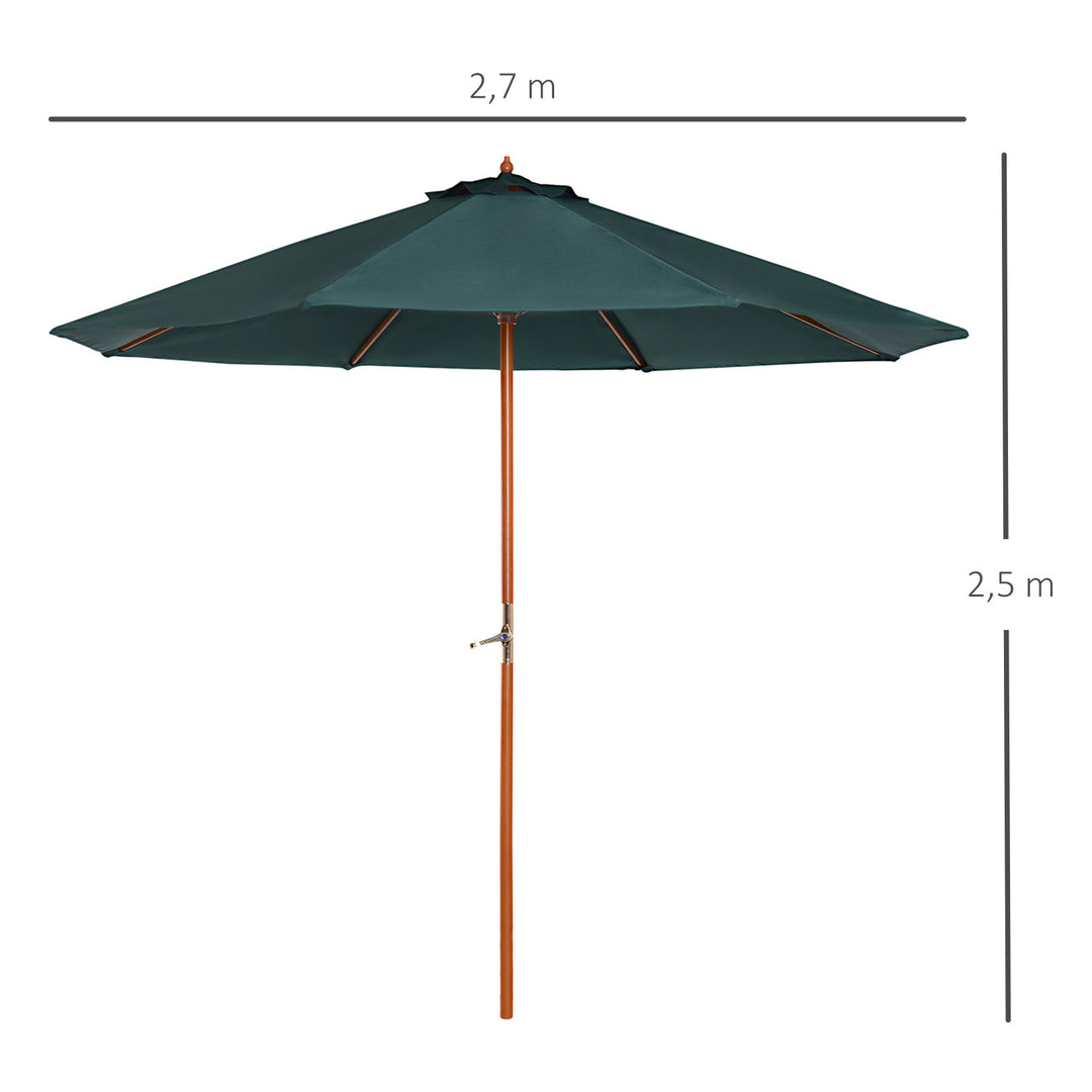 Træparasol, haveparasol, ca. 2,5 m, mørkegrøn