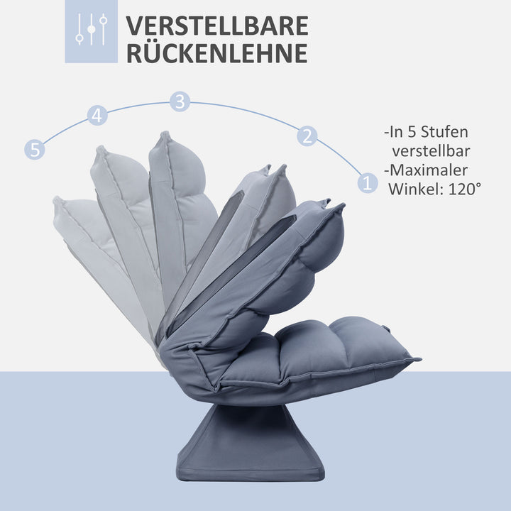 Lænestol, drejelig, vipbart ryglæn, læderlook, stålstel, grå, 62 x 70 x 95 cm