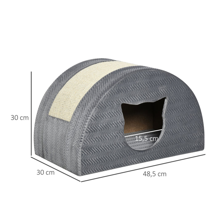 Kattehule med kradsebræt katteseng kradsehus kattehus kattelejlighed sisal grå 48,5 x 30 x 30 cm