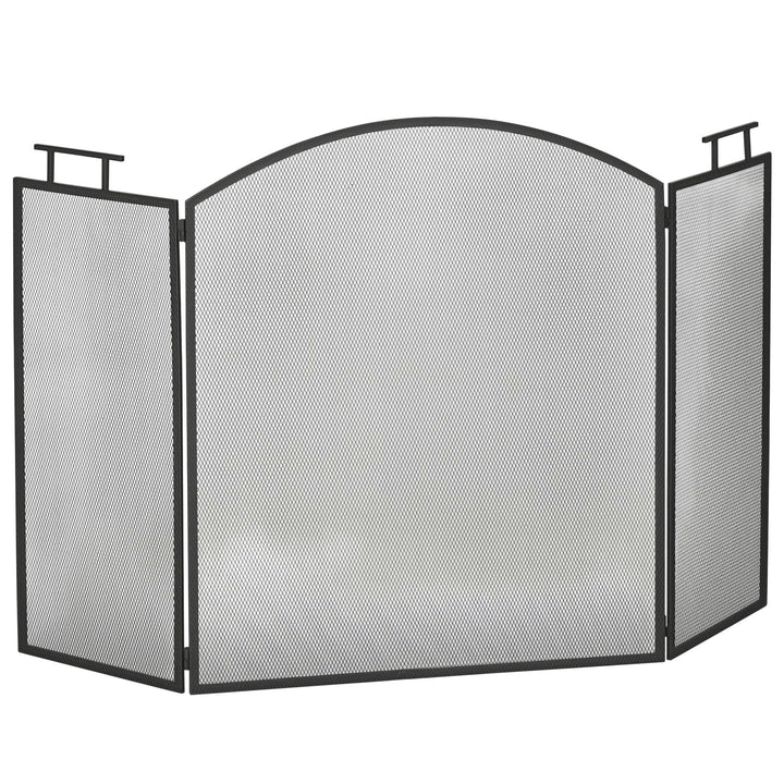 Sammenklappelig brandskærm, brandbeskyttelsesskærm til pejs, brandskjold, brandbeskyttelsesskærm til pejs, beskyttelsesskærm til komfur, metal, 110 x 24 x 76,5 cm, sort