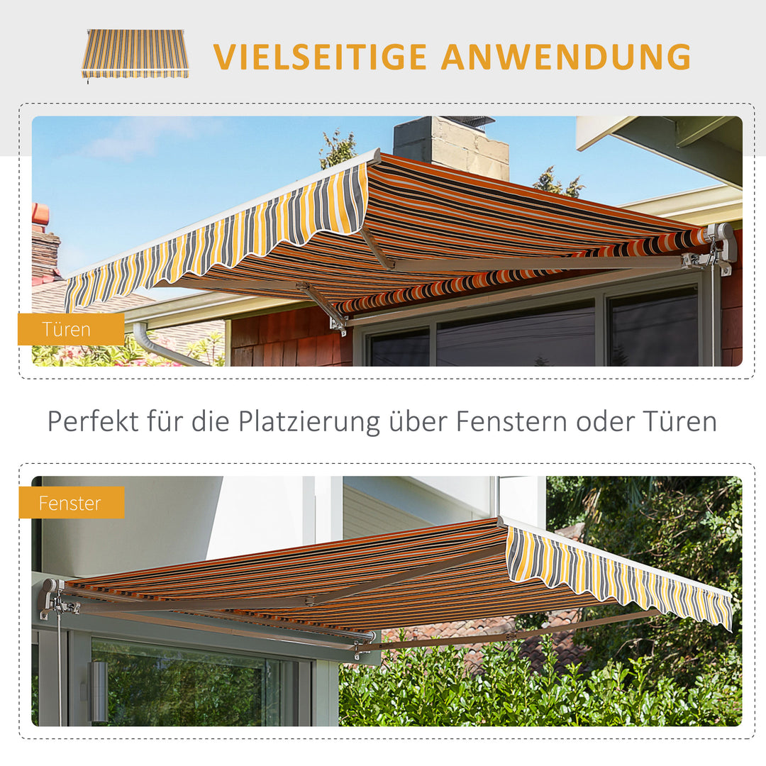 Markise solbeskyttelse håndsving balkon aluminium gul grå 2,95 x 2,45 m