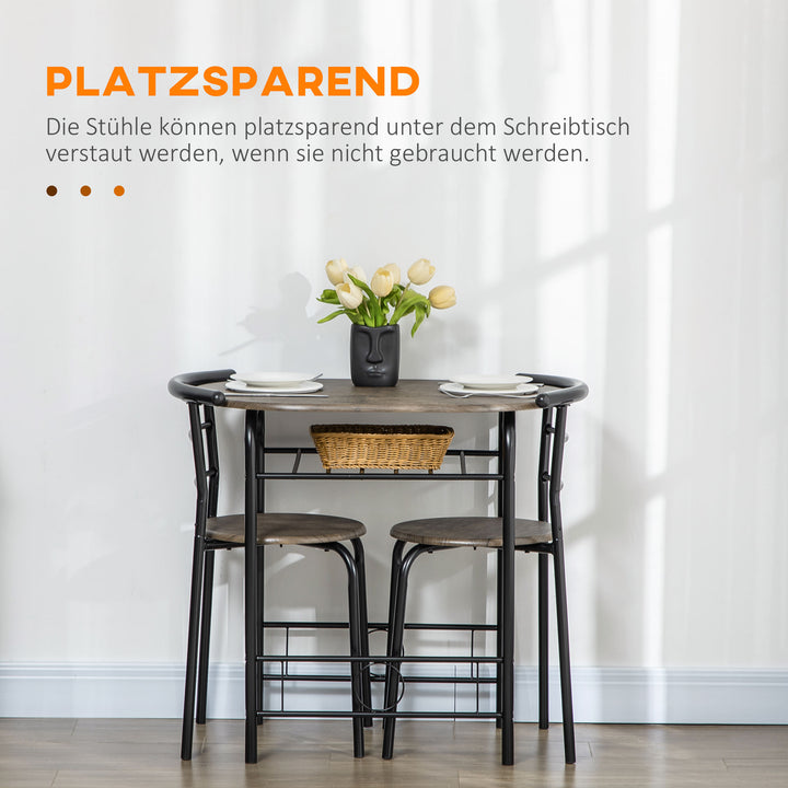 Bistrosæt spisebord køkkenbord med stole sæt, 1 bord, 2 stole, 80 cm x 53 cm x 74,5 cm, sort