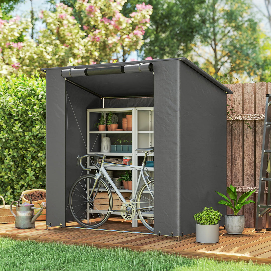 Teltgarage 1,9x1,2 m Vandtæt garagetelt med rulledør med lynlås og ventilationsvindue Mørkegrå