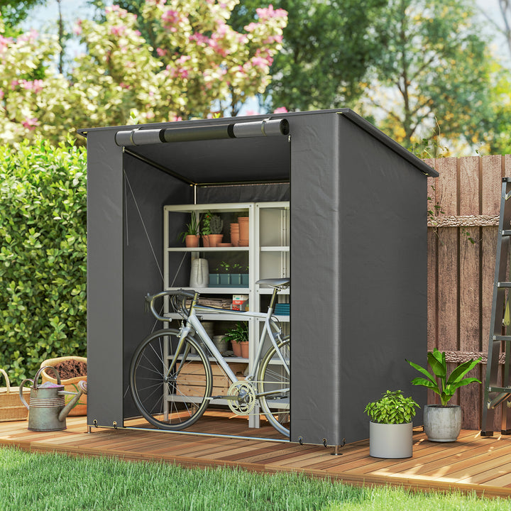 Teltgarage 1,9x1,2 m Vandtæt garagetelt med rulledør med lynlås og ventilationsvindue Mørkegrå