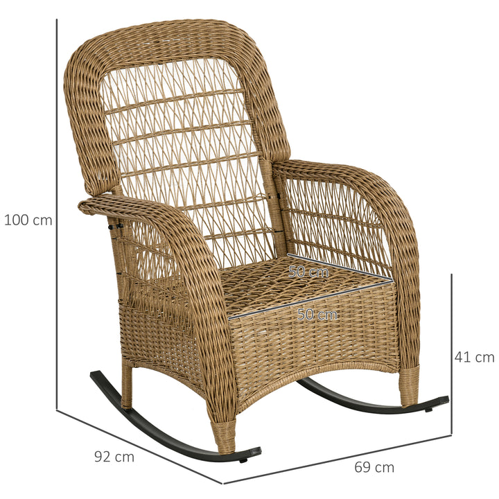 Gyngestol i bohemestil, PE-rattan, gyngestol i rattan, vaskbare hyndebetræk, natur + lysegrå