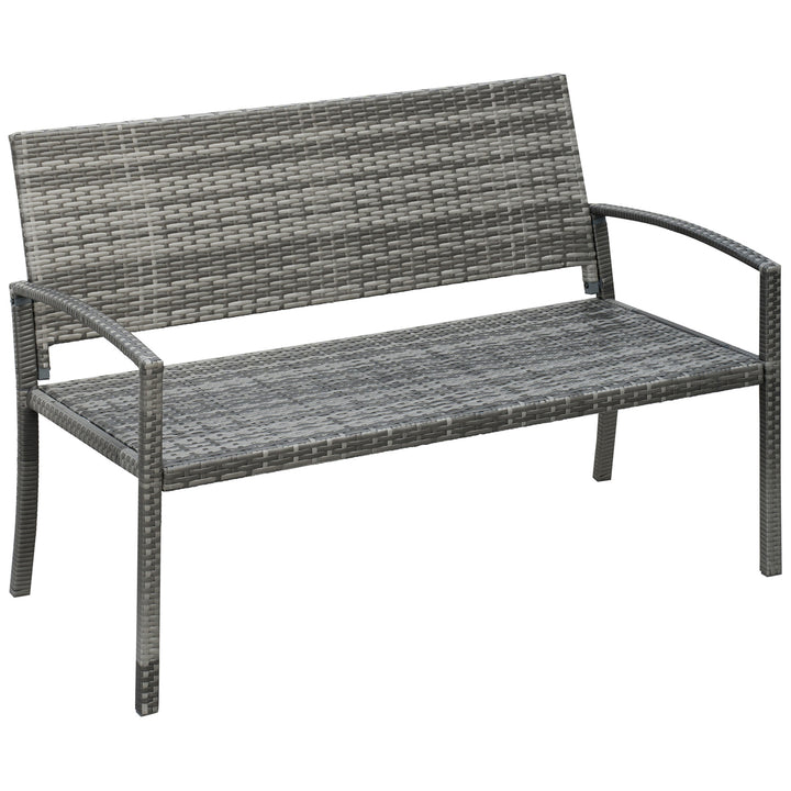 Rattan havebænk med stålramme til 2 personer, brun, 122 x 60 x 87 cm