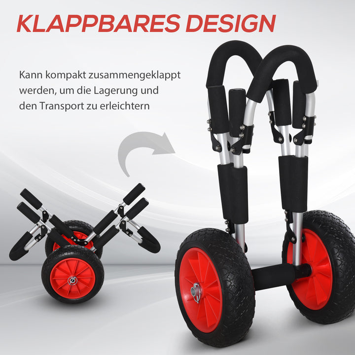 Sammenklappelig surfvogn (op til 45 kg), transportvogn i aluminium, sammenklappelig kajakvogn, polstret, kunstlæderdæk, bådvogn, surfvogn, bådtrailer, vogn til surfbrætter, oppustelige både