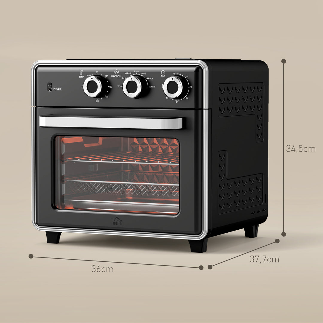 Miniovn, 20l, 5 funktioner, 360° konvektion, grillrist, krummebakke, sort