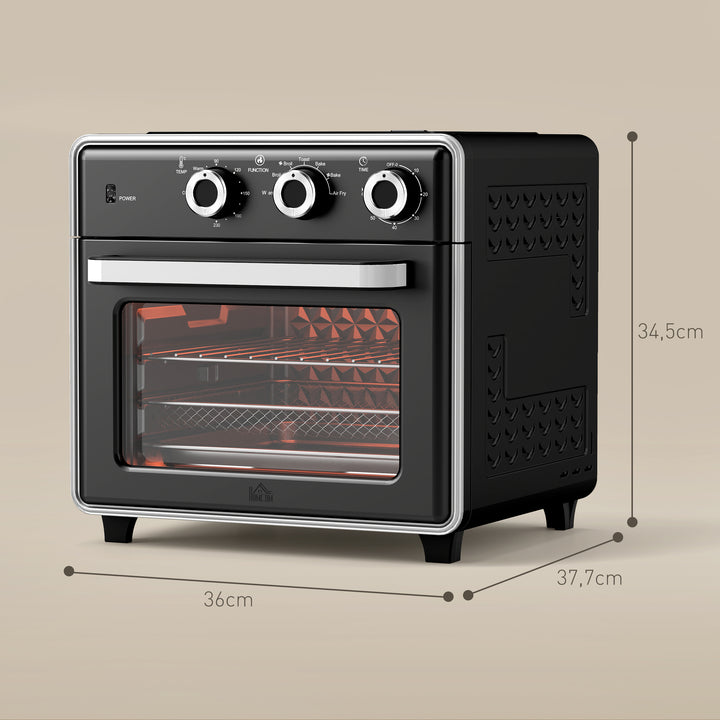 Miniovn, 20l, 5 funktioner, 360° konvektion, grillrist, krummebakke, sort