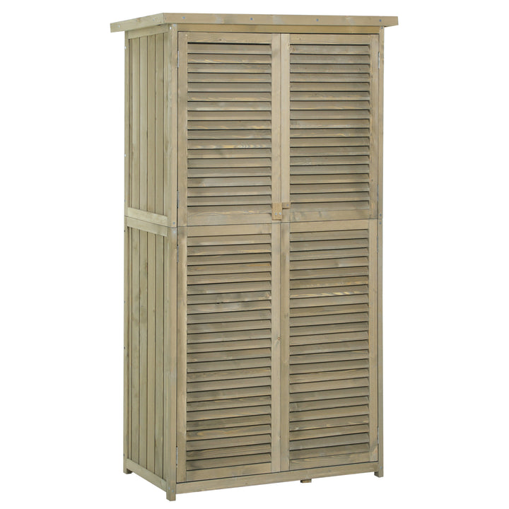 Træskur med skrånende asfalttag, låste døre, vandtæt og fri ventilation. Grå, 87 x 46,5 x 160 cm