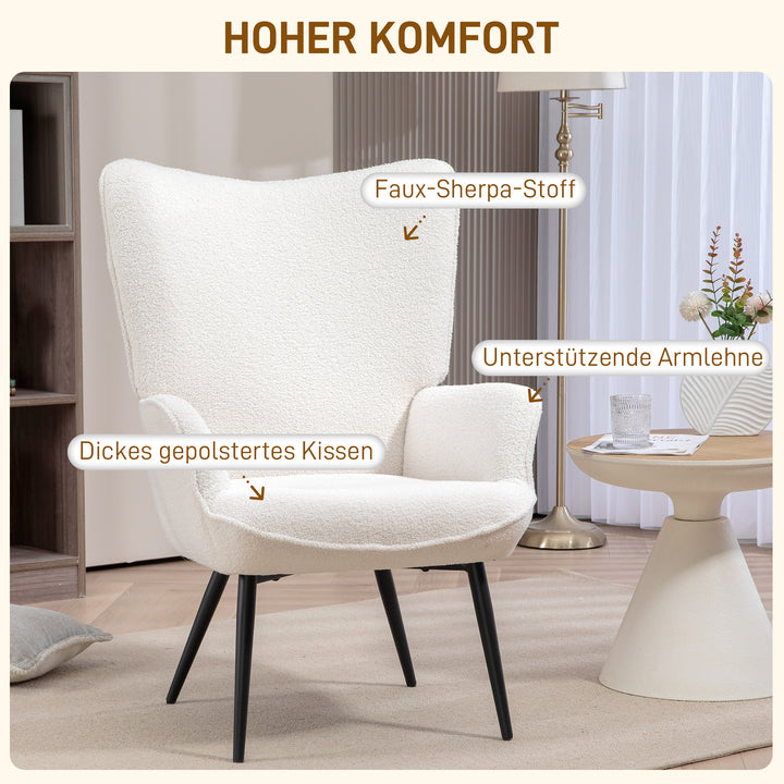 Polstret stol, moderne design, 71x77x102cm, cremehvid